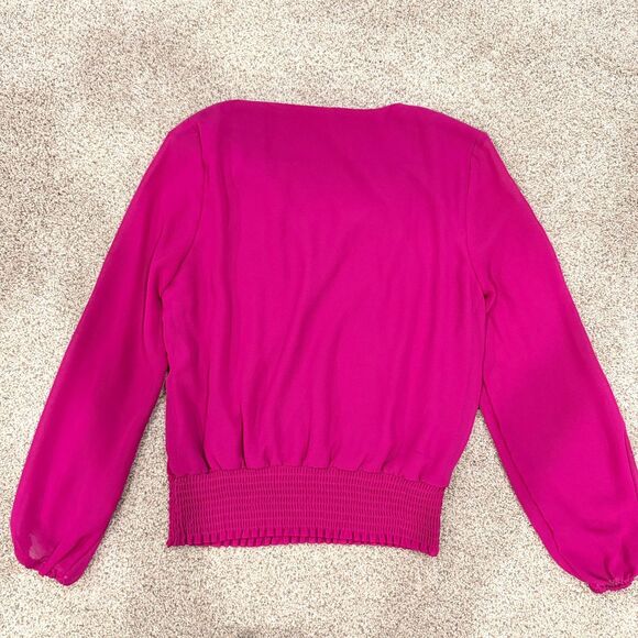 Fuchsia Purple V-Neck Blouse by 1.STATE - Size Small - Picture 4 of 9